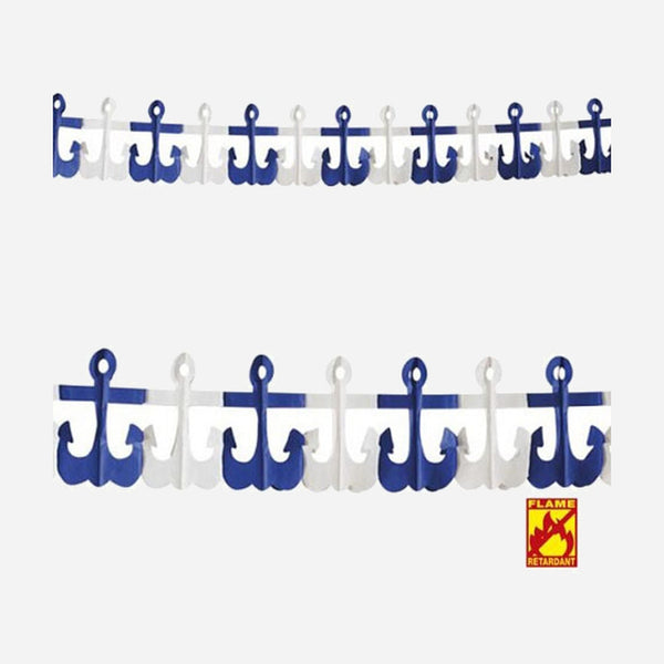 Guirlande motif ancres bleu/blanc 3 m