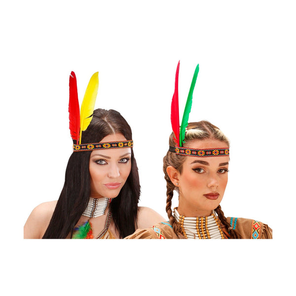 Bandeau d'indien avec 2 plumes assorti