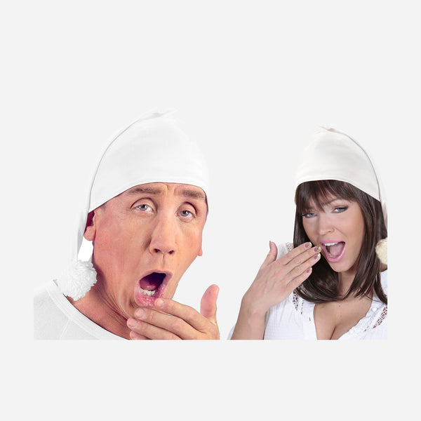 Bonnet de nuit avec pompon blanc mixte