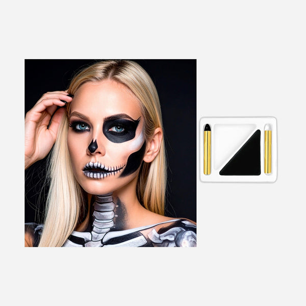Set de maquillage noir et blanc visage et corps 4 pièces de fête