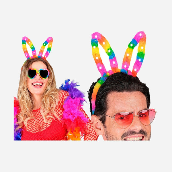 Serre-tête lapin rainbow lumineux LED's