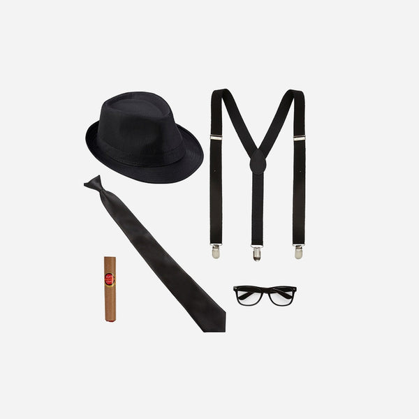 Set accessoires "Années Folles" borsalino noir adulte 5 pièces