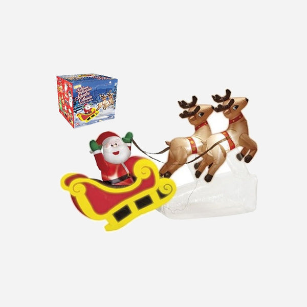 Père Noël gonflable et lumineux avec traineau et 2 rennes 2,1 m