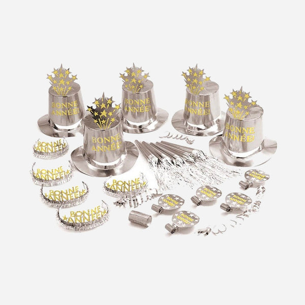 Kit party bonne année argent pour 10 personnes