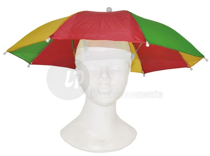 Parapluie de tête jaune rouge vert 50 cm