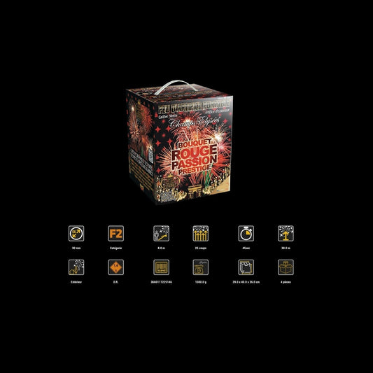 Batterie feu d'artifice bouquet rouge prestige 25 départs 45 s