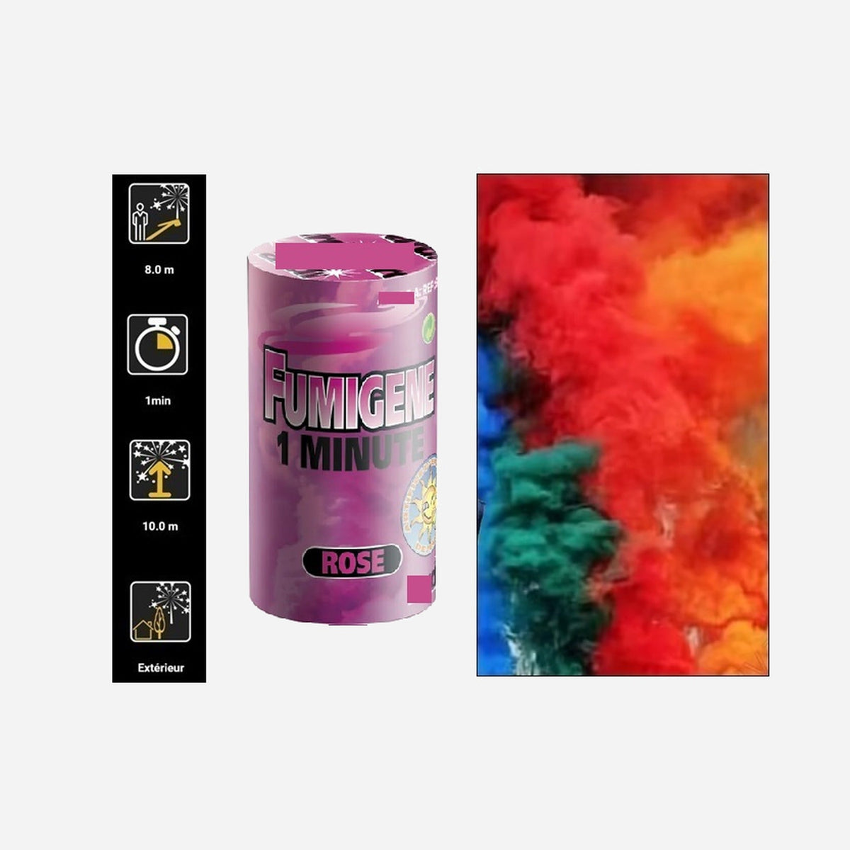 1x pot fumigène à mèche rose catégorie T1 1mn