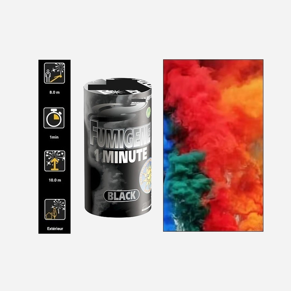 1x pot fumigène à mèche noir catégorie T1 1mn