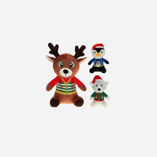 Peluche animal de Noël assorti 30 cm