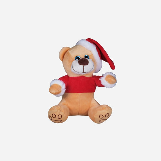Peluche ours avec bonnet et t-shirt de Noël 18 cm