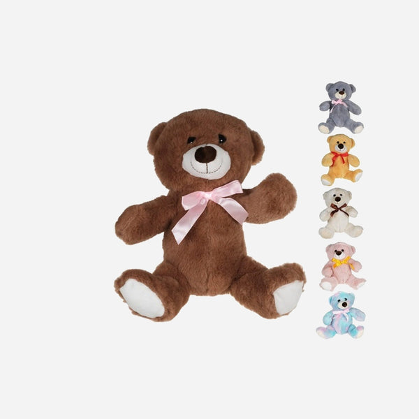 Peluche ours assis avec ruban assorti 20 cm
