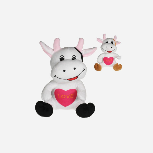 Peluche vache assise "Lovely" avec motif coeur assorti 20 cm