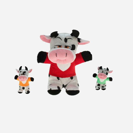 Peluche vache avec motif coeur assorti 20 cm