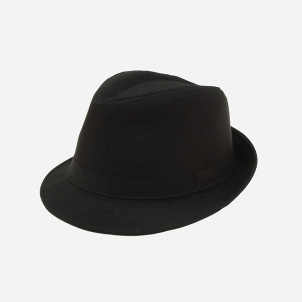 Chapeau Fedora tissu noir avec ruban noir adulte