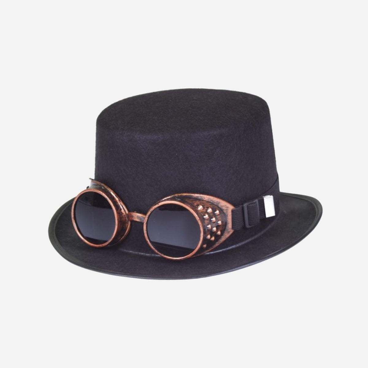 Chapeau haut de forme steampunk lunettes adulte 12 cm