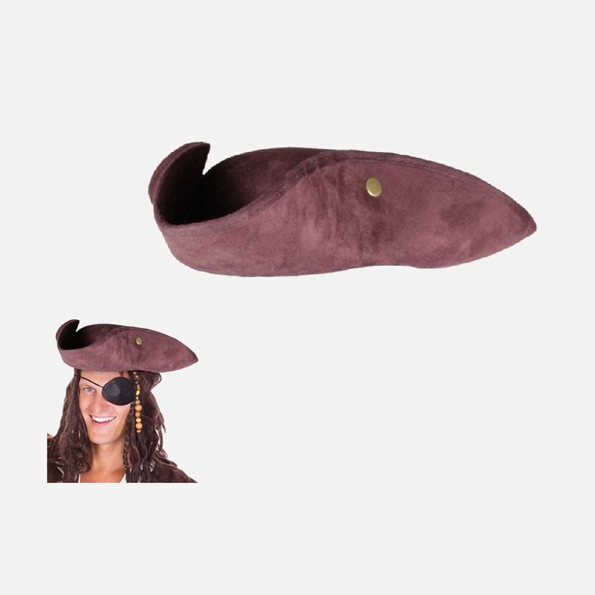 Chapeau tricorne simili cuir marron adulte