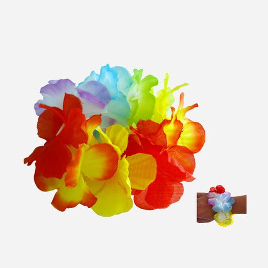 Bracelet de fleurs Tahiti arc en ciel (fleurs double 7 cm)