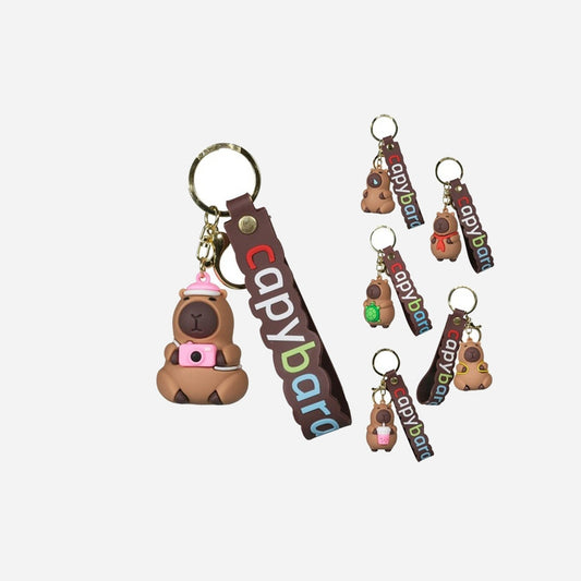 Porte-clefs animal Capybara assorti 5 cm