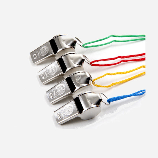 Sifflet en métal avec tour de cou assorti