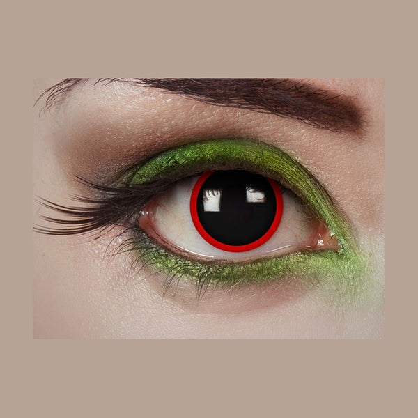 Lentilles de contact jour des morts poupée rouge noir 12 mois