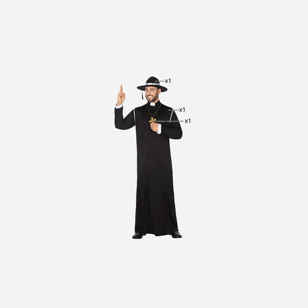 Déguisement de curé/prêtre 3 pièces homme Taille XL