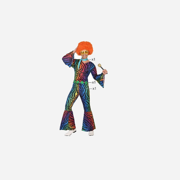 Combinaison disco multicolore 3 pièces homme Taille XS/S