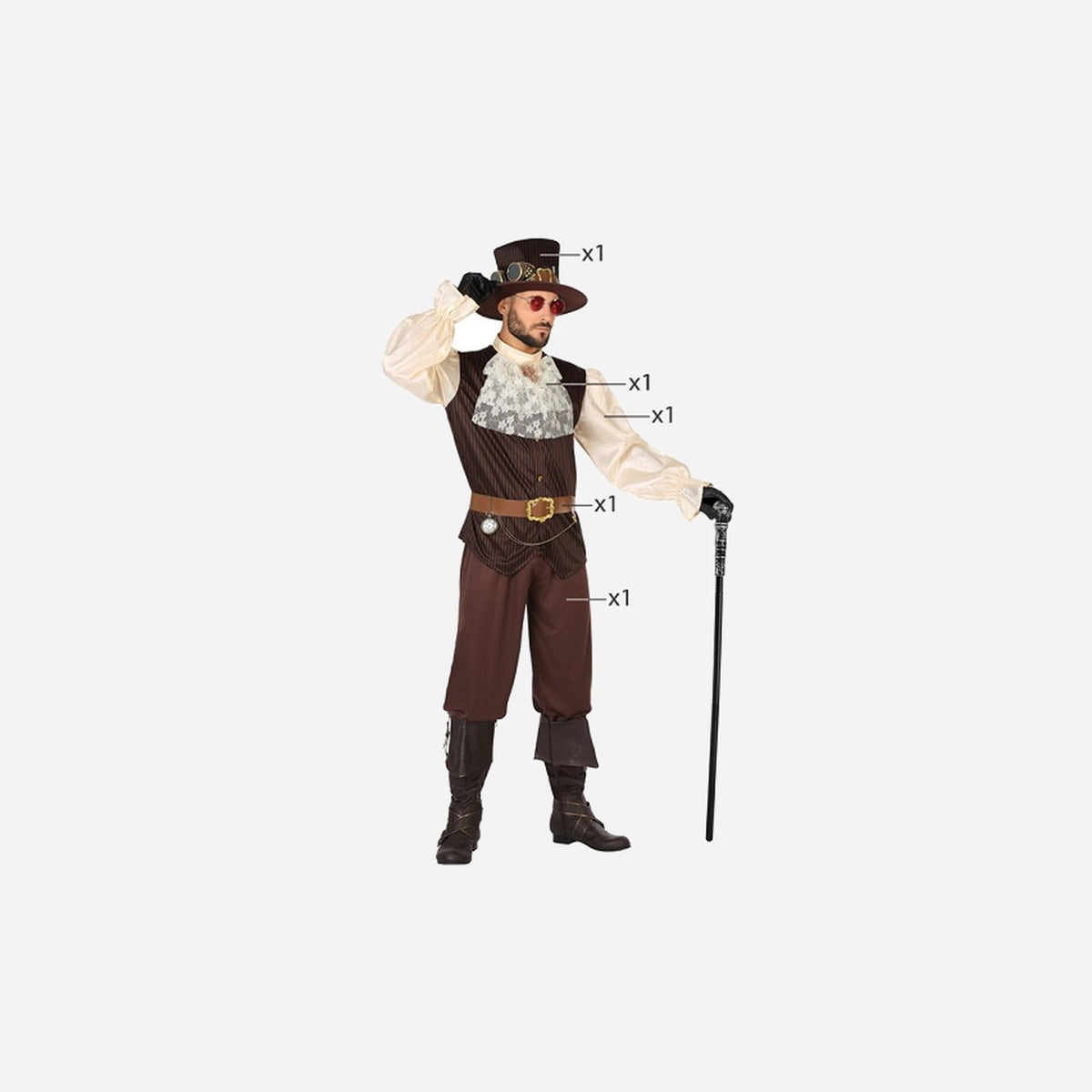 Déguisement steampunk 5 pièces homme Taille XL