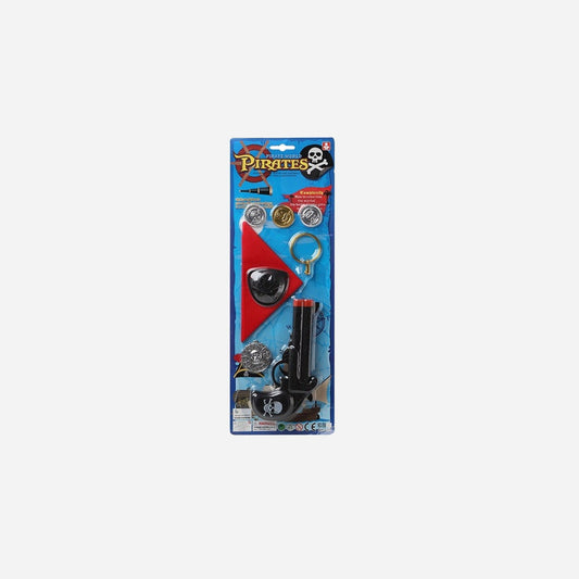 Set accessoires pirate pistolet noir 8 pièces