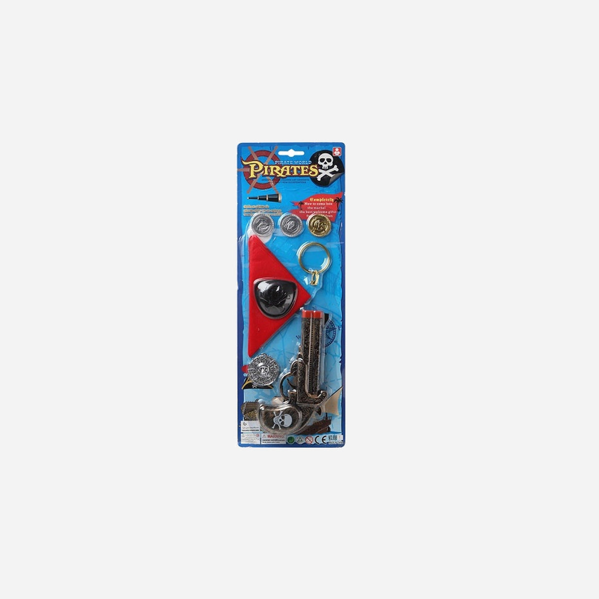 Set accessoires pirate pistolet doré 8 pièces