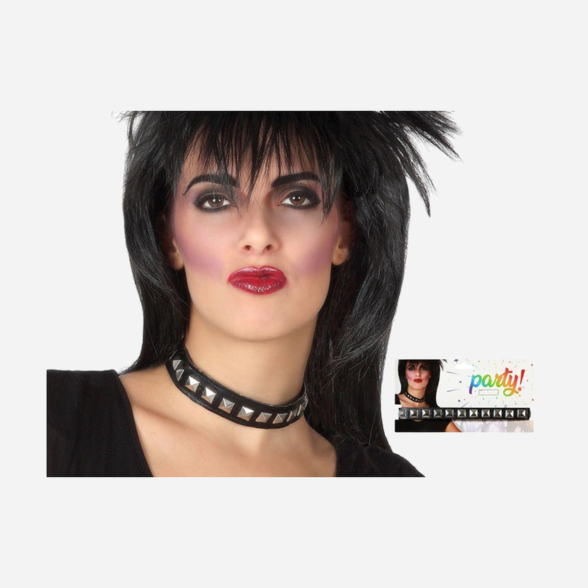 Collier punk clouté noir adulte