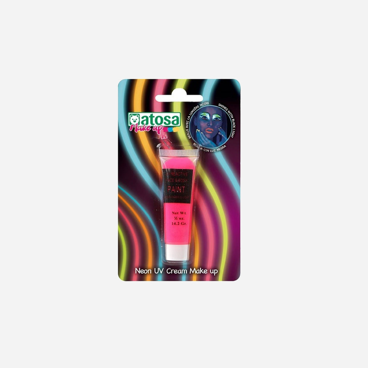 Maquillage à l'eau en tube fluo néon rose de fête