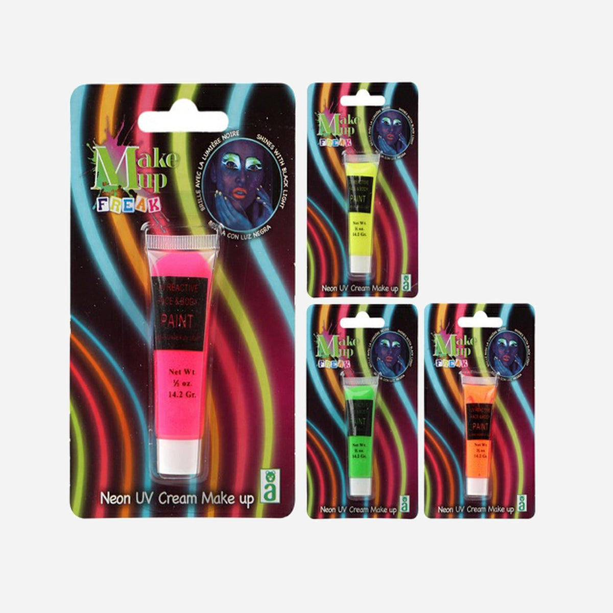 Maquillage à l'eau en tube fluo néon jaune de fête