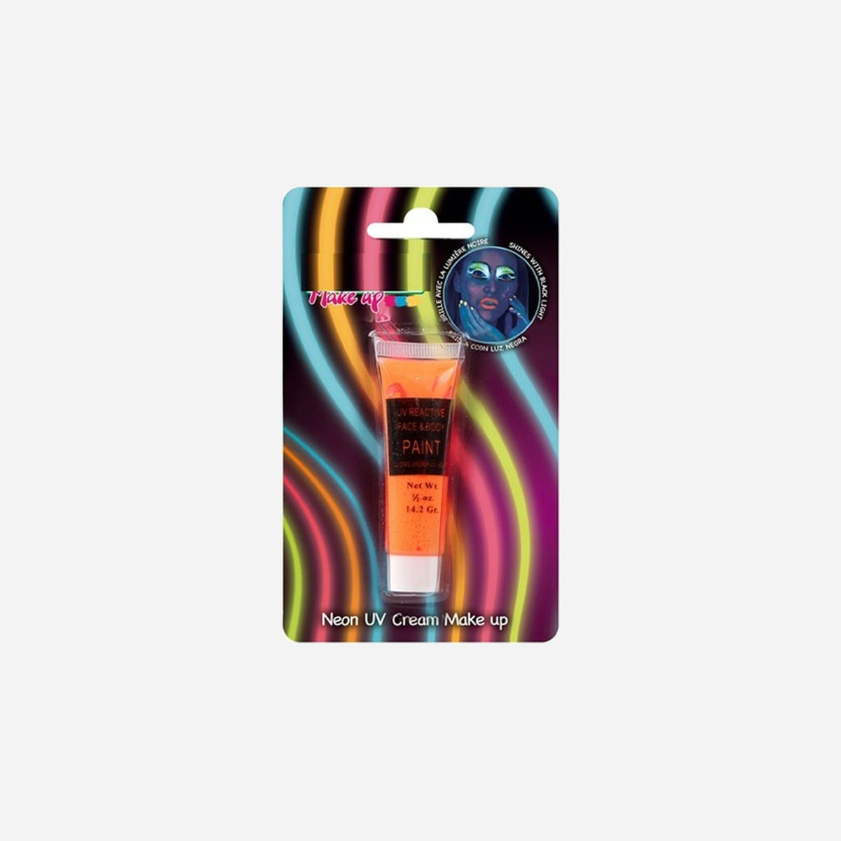 Maquillage à l'eau en tube fluo néon orange de fête