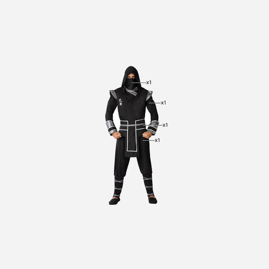 Déguisement de ninja noir 4 pièces homme