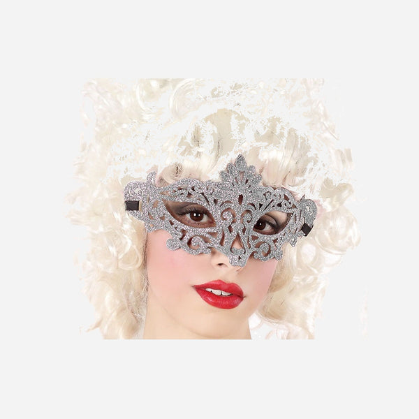 Masque loup vénitien avec motifs argent adulte