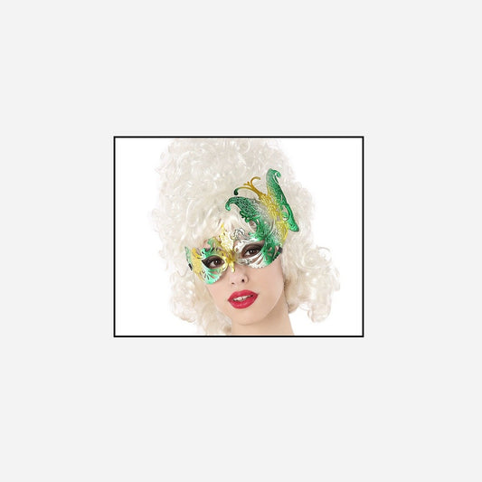 Masque loup motif papillon vert 22 cm