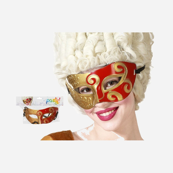 Masque loup vénitien or rouge adulte
