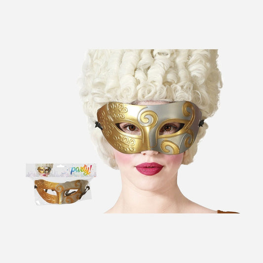 Masque loup vénitien or argent adulte