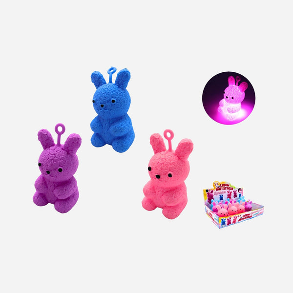 Lapin yoyo anti stress squishy lumineux LED assorti 11x5.5 cm