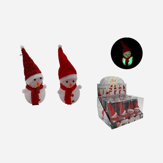 Veilleuse bonhomme de neige lumineux LED assorti 19 cm