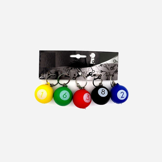 Porte-clés boule de billard soft assorti 4 cm