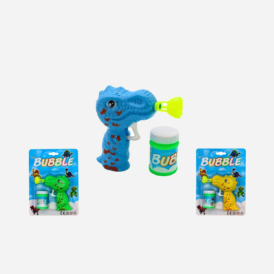 Pistolet à bulles mécanique dinosaure assorti 12 cm