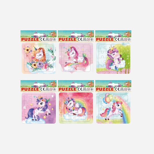 Puzzle 16 pièces motif licorne assorti 12.5 × 12 cm