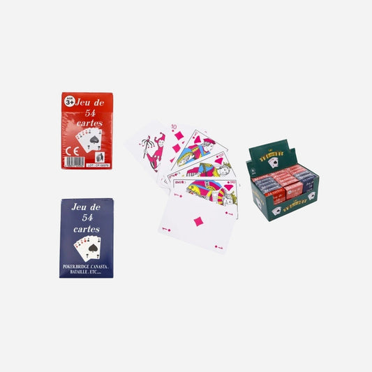 Jeu de 54 cartes bleu/rouge 9x5.6 cm