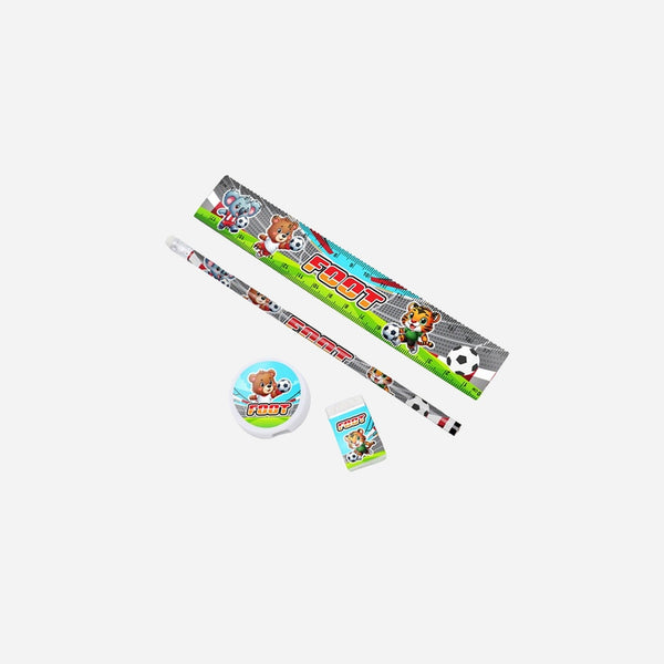 Set de papeterie motifs animaux football 4 pièces