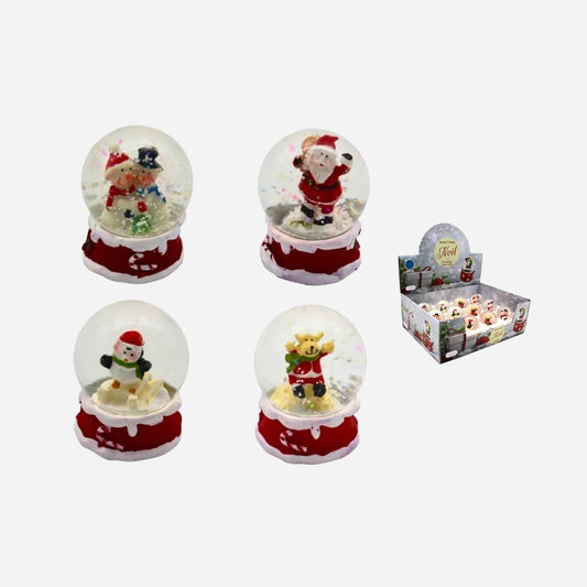 Boule de Noël à neige assorti 6x4.5 cm