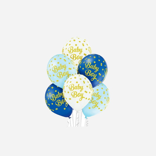 Lot de 6 ballons de fête motif baby boy assorti 30 cm
