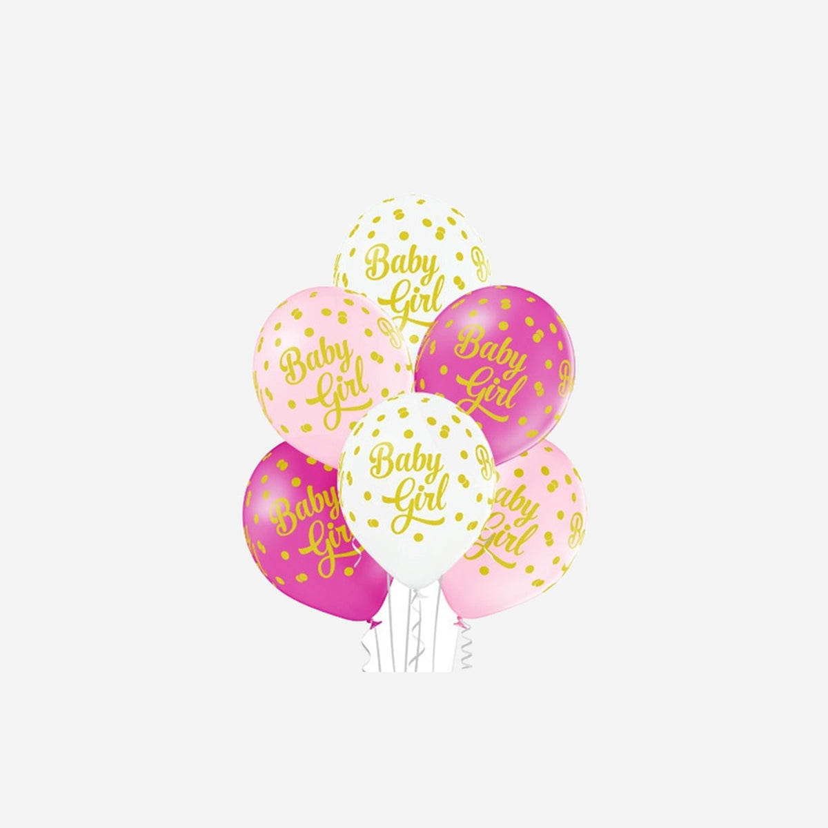 Lot de 6 ballons de fête motif baby girl assorti 30 cm