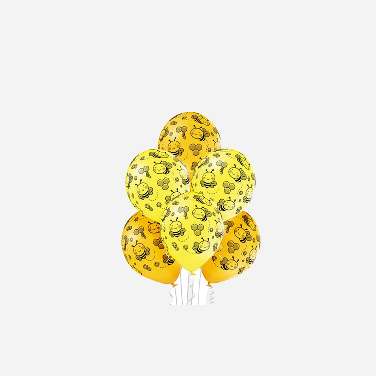 Lot de 6 ballons de fête motif abeille et ruche assorti 30 cm