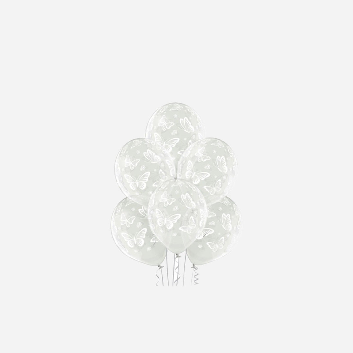 Lot de 6 ballons de fête motifs papillons blanc 30 cm